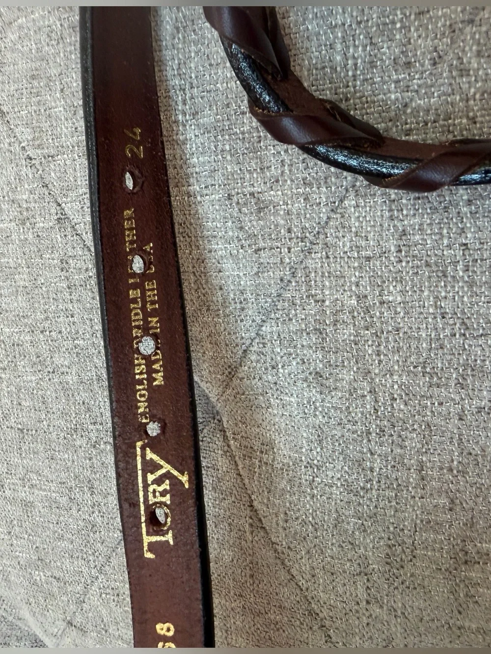 EUC TORY LEATHER REIN BELT BROWN RIDING BELT EQUESTRIAN BELT GIRLS SIZE 24